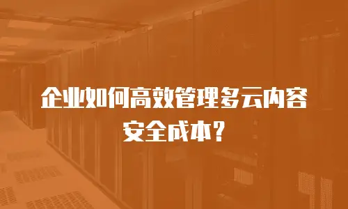 企业如何高效管理多云内容安全成本？