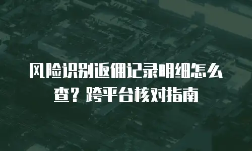 风险识别返佣记录明细怎么查？跨平台核对指南