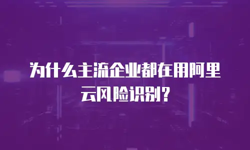为什么主流企业都在用阿里云风险识别？
