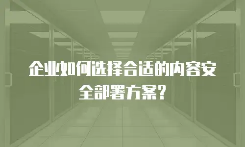 企业如何选择合适的内容安全部署方案？