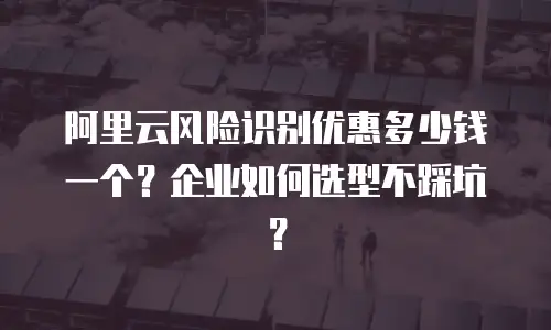 阿里云风险识别优惠多少钱一个？企业如何选型不踩坑？