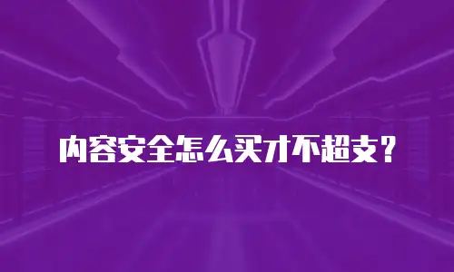 内容安全怎么买才不超支？