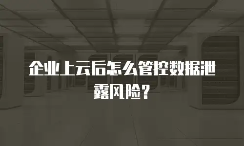 企业上云后怎么管控数据泄露风险？
