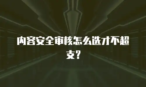 内容安全审核怎么选才不超支？