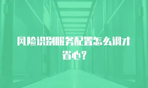 风险识别服务配置怎么调才省心？