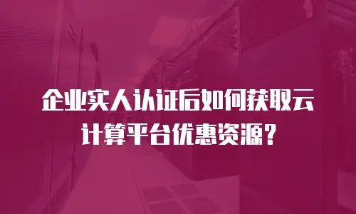 企业实人认证后如何获取云计算平台优惠资源？