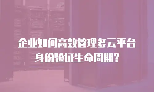 企业如何高效管理多云平台身份验证生命周期？