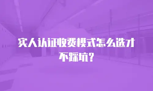 实人认证收费模式怎么选才不踩坑？