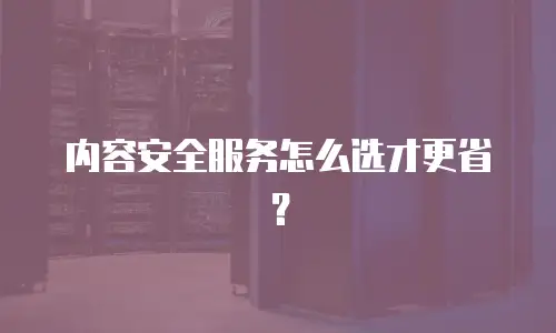 内容安全服务怎么选才更省？