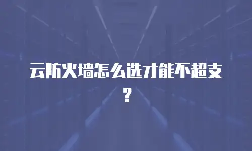 云防火墙怎么选才能不超支？