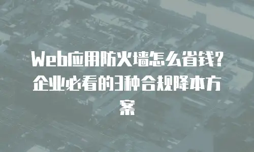 Web应用防火墙怎么省钱？企业必看的3种合规降本方案