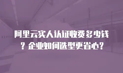 阿里云实人认证收费多少钱？企业如何选型更省心？