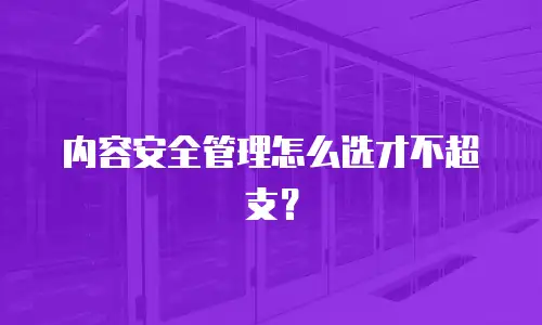 内容安全管理怎么选才不超支？