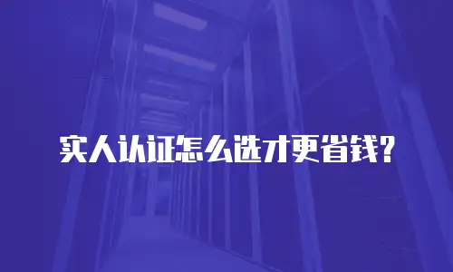 实人认证怎么选才更省钱？