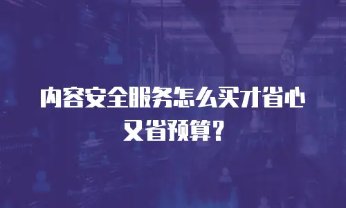 内容安全服务怎么买才省心又省预算？