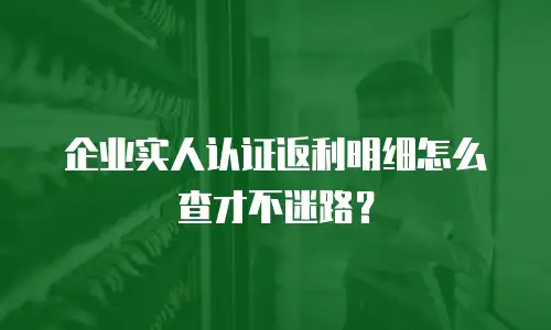 企业实人认证返利明细怎么查才不迷路？