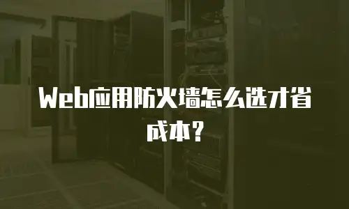 Web应用防火墙怎么选才省成本？
