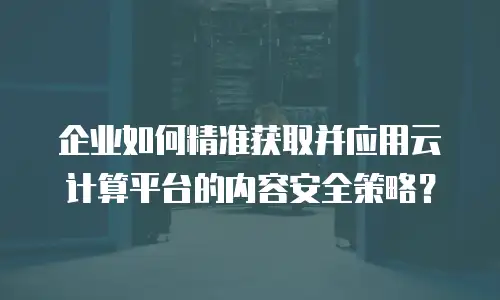 企业如何精准获取并应用云计算平台的内容安全策略？
