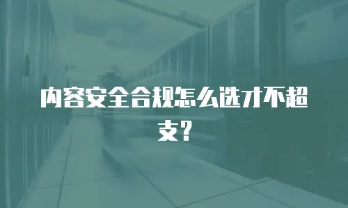 内容安全合规怎么选才不超支？