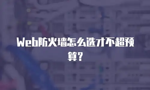 Web防火墙怎么选才不超预算？