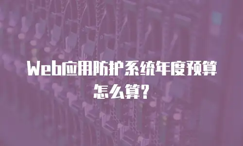 Web应用防护系统年度预算怎么算？