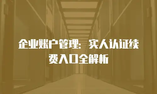 企业账户管理：实人认证续费入口全解析