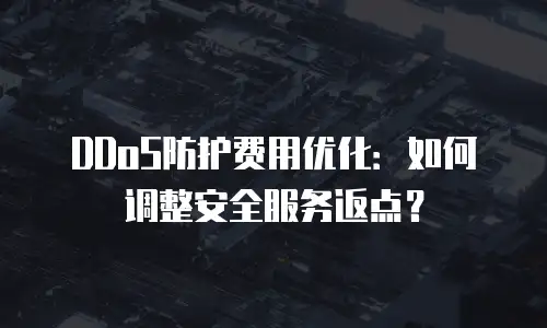 DDoS防护费用优化：如何调整安全服务返点？