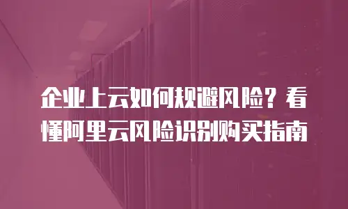企业上云如何规避风险？看懂阿里云风险识别购买指南