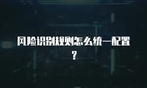 风险识别规则怎么统一配置？