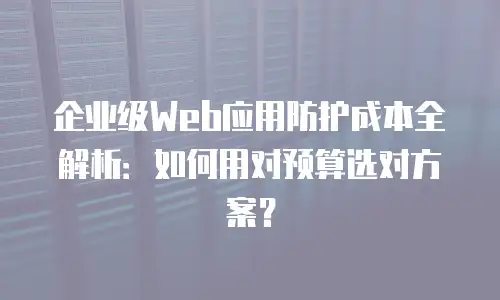 企业级Web应用防护成本全解析：如何用对预算选对方案？