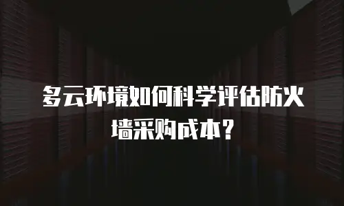 多云环境如何科学评估防火墙采购成本？