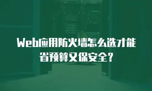 Web应用防火墙怎么选才能省预算又保安全？
