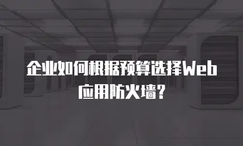 企业如何根据预算选择Web应用防火墙？