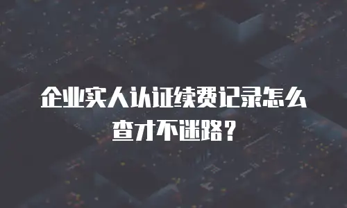 企业实人认证续费记录怎么查才不迷路？