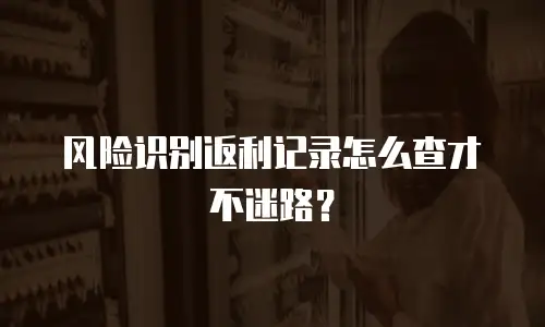 风险识别返利记录怎么查才不迷路？