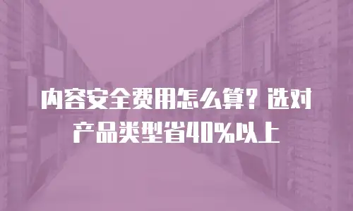 内容安全费用怎么算？选对产品类型省40%以上