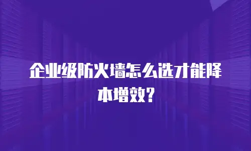 企业级防火墙怎么选才能降本增效？