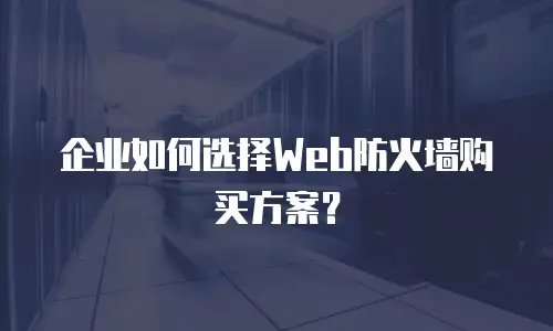 企业如何选择Web防火墙购买方案？