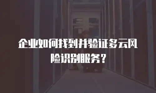 企业如何找到并验证多云风险识别服务？