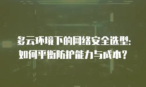 多云环境下的网络安全选型：如何平衡防护能力与成本？