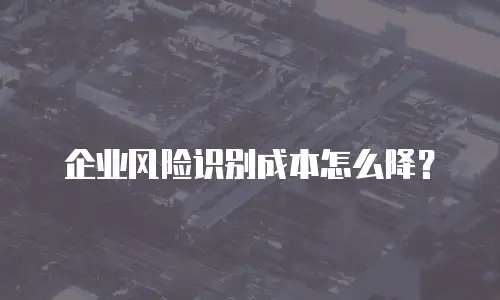 企业风险识别成本怎么降？