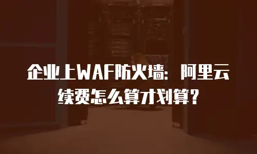 企业上WAF防火墙：阿里云续费怎么算才划算？
