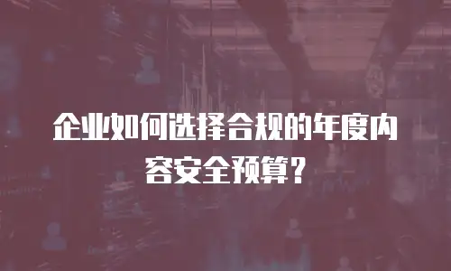 企业如何选择合规的年度内容安全预算？
