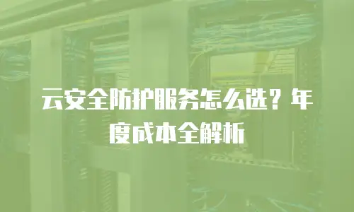 云安全防护服务怎么选？年度成本全解析