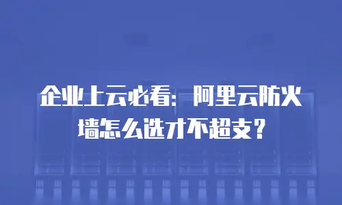 企业上云必看：阿里云防火墙怎么选才不超支？