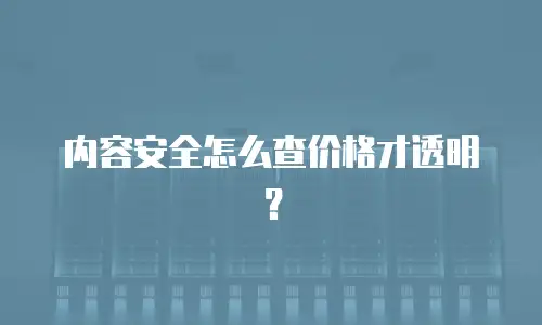 内容安全怎么查价格才透明？