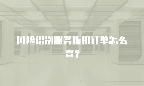 风险识别服务折扣订单怎么查？