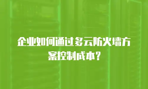 企业如何通过多云防火墙方案控制成本？