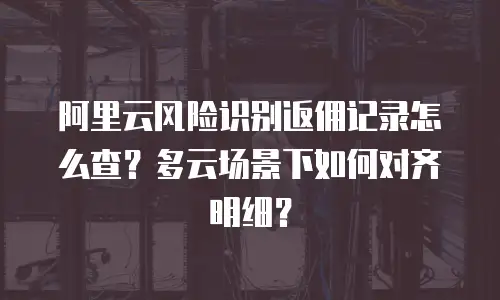 阿里云风险识别返佣记录怎么查？多云场景下如何对齐明细？