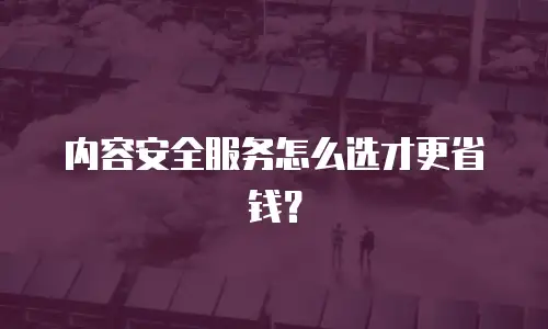 内容安全服务怎么选才更省钱？